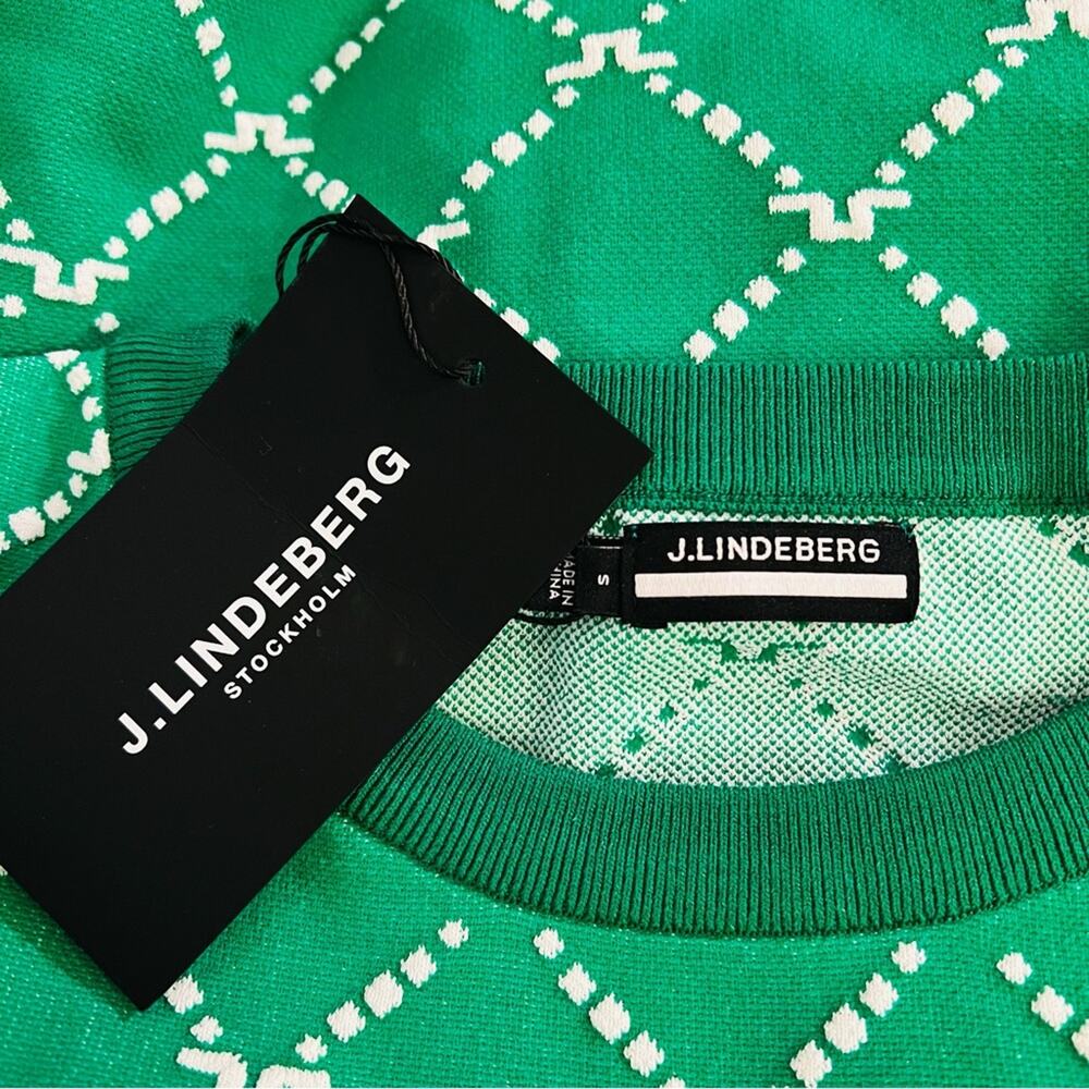 J.LINDEBERG Fiona Knitted Dress Bosphorus Green White Knit Oversized Small NEW - Picture 6 of 10
